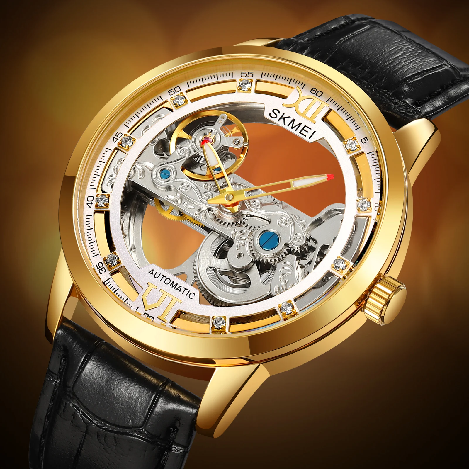 

SKMEI Fashion Openwork Art Transparent Watch Three-Dimensional Creative Embossed Business Atmosphere Men's Mechanical Watch M031