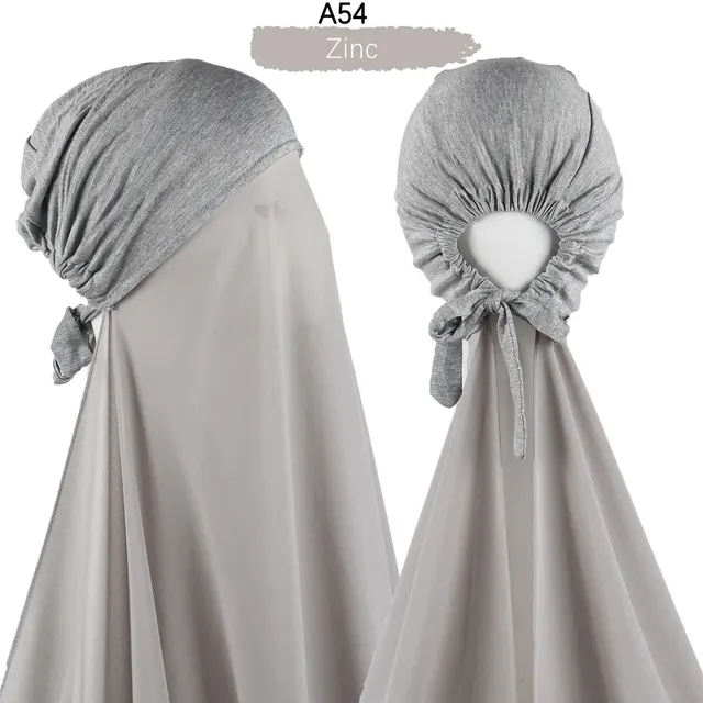Muslim Women Chiffon Hijab With Cap Bonnet instant Chiffon Hijab Pinles Shawl Head Scarf Under scarf Caps Cover Headwrap A54
