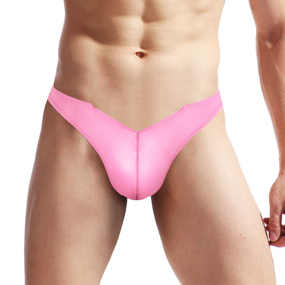 

Low Waist Men Bikini G-String Pink Sleepwear Enhance Pouch Thong Minikini Tangas Posing Underwear T-back Elasticity Slips