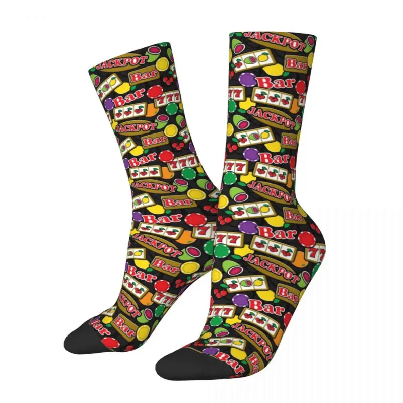 

Socks Casino Jackpot Lucky Slot Machine Fruit Slots Merch for Men Flexible Stockings All Season Best Gifts Idea
