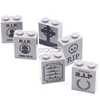 Marumine 10PCS Halloween Printed Tombstone Blocks 1x2x2 Graveyard Bricks 3245 Compatible DIY Classic MOC Building Accessories 3