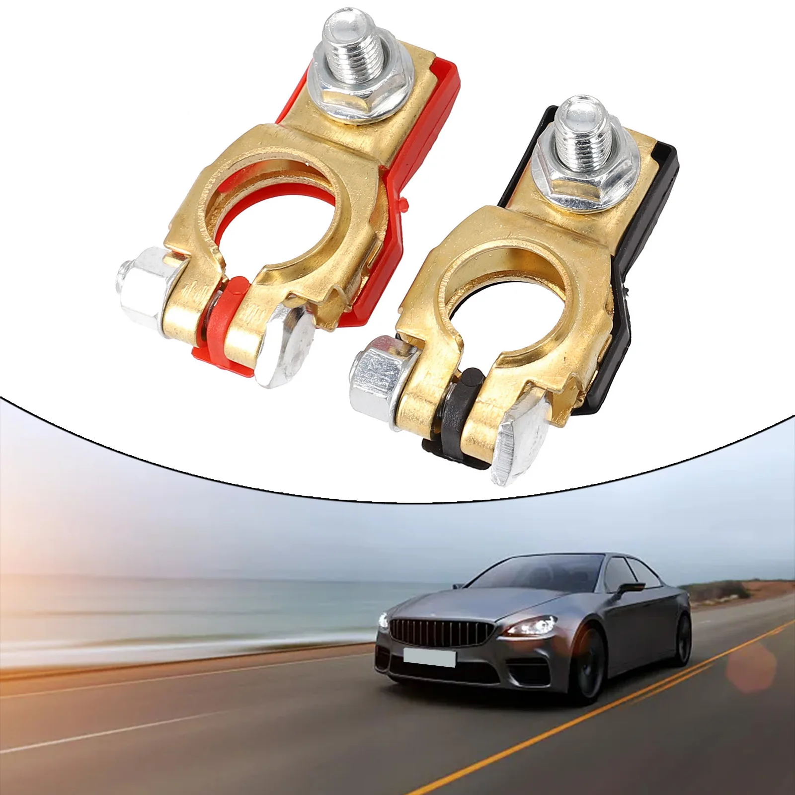 2Pcs 12V 24V Car Battery Terminal Clamp Connector For Cars, RVs And Boats Copper Charging & Starting Systems