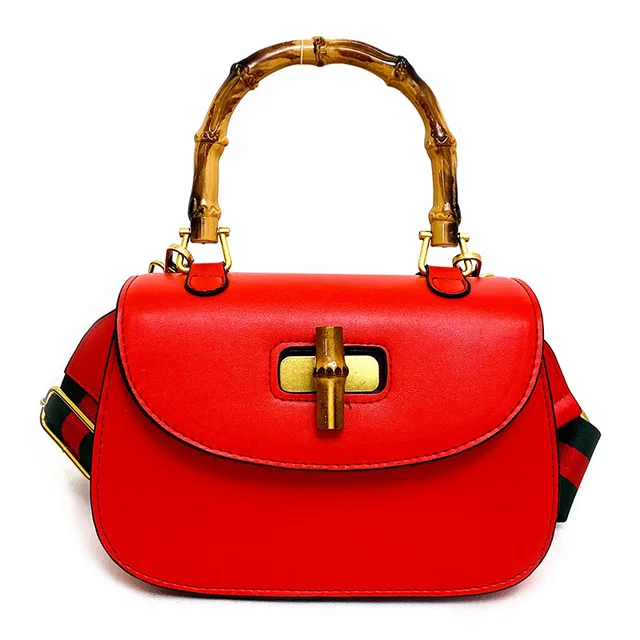 2022 New Retro Bamboo Handle Fashion Portable Saddle Crossbody Bag Designer Handbags High Quality Luxury Brand Satchels Red