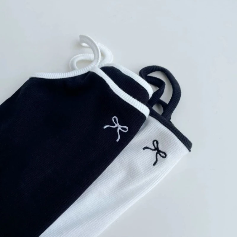 2025 Summer New Girls Sling Vest Kids Long T-Shirts Cute Bowknot kids Sleeveless Princess Casual Dresses Cotton Children Clothes