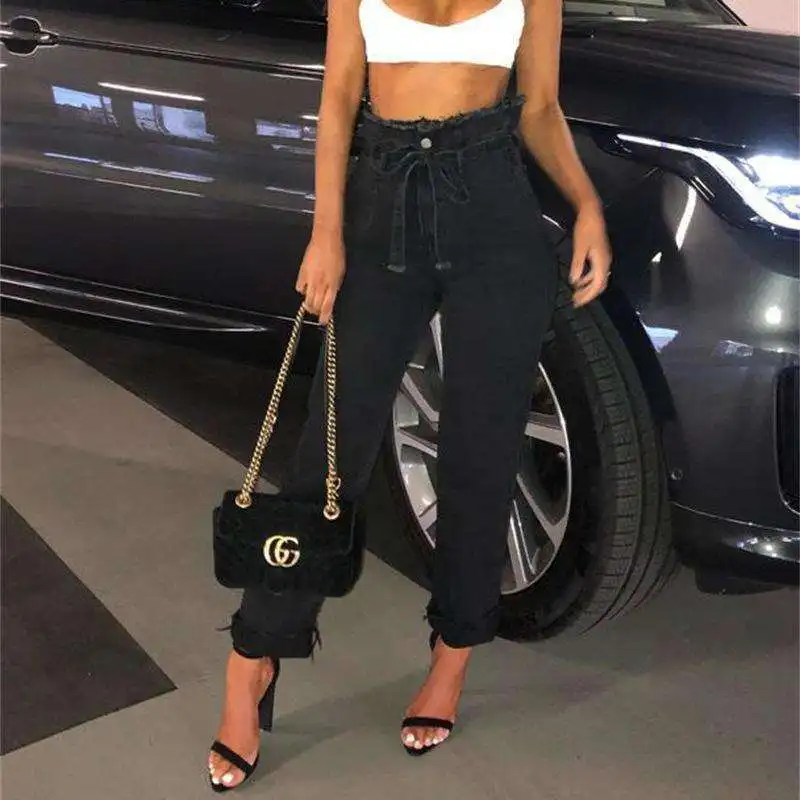 Women's High Waist Jeans Sexy Harem Pants Women's Fashion Casual High Street Clothing Loose Pants Black Women Plus Size 2021