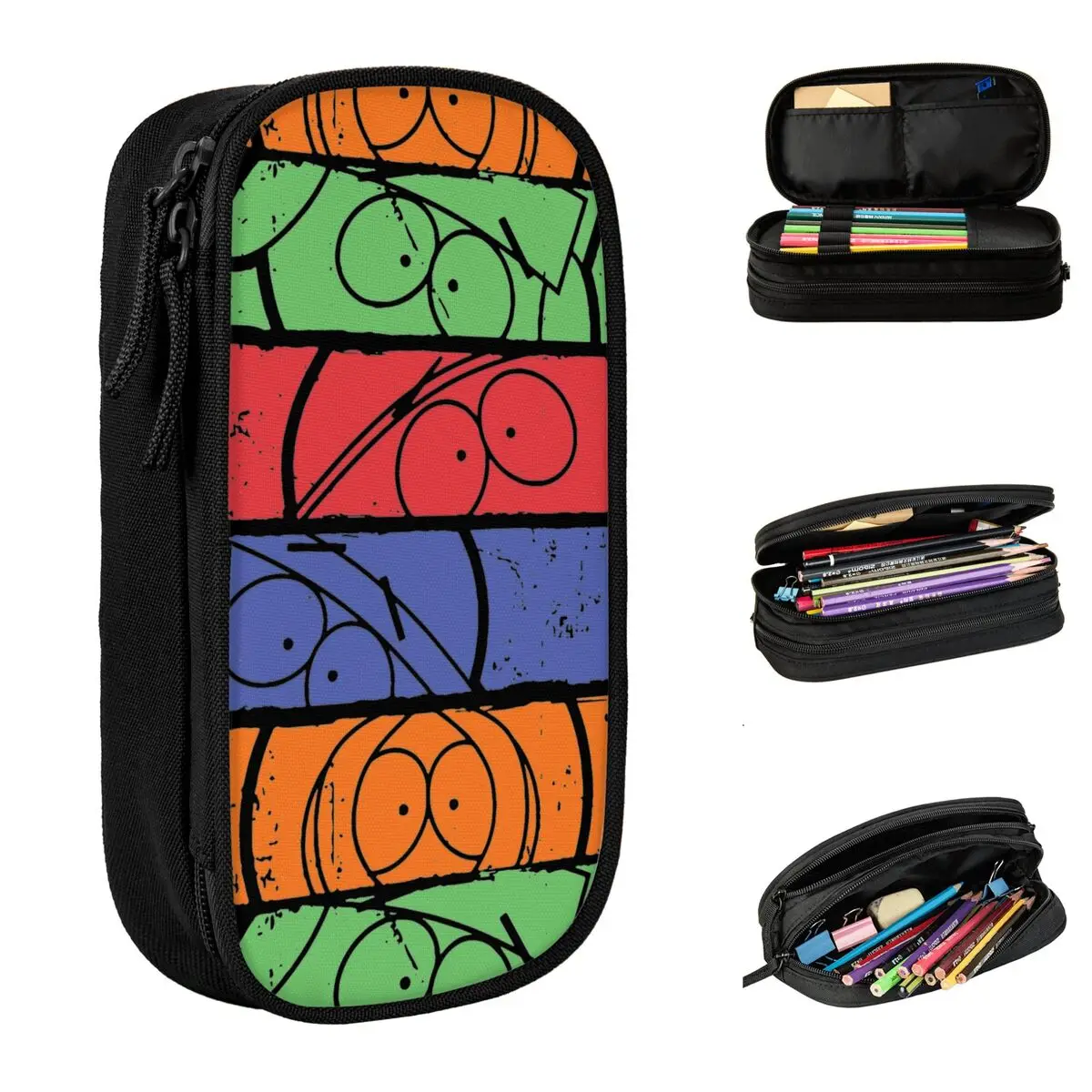 Southpark Cartoon Pencil Cases Minimal Faces Pencil Box Pen for Student Big Capacity Bag Students School Cosmetic Stationery