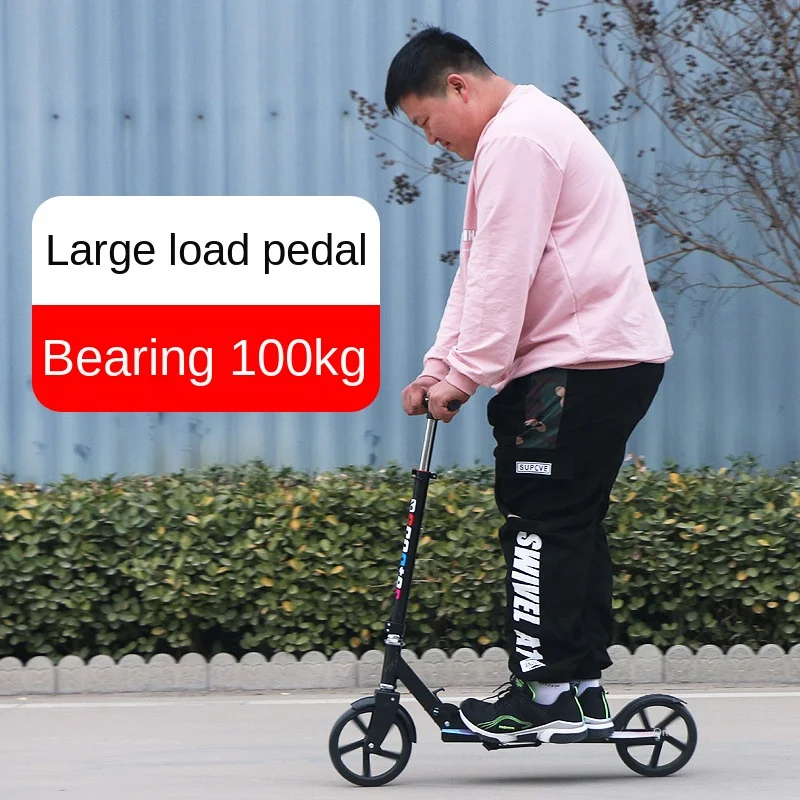 Foldable Adult Two-Wheel Scooter with Handbrake Outdoor Sports City Work School Student Teenagers One-Legged