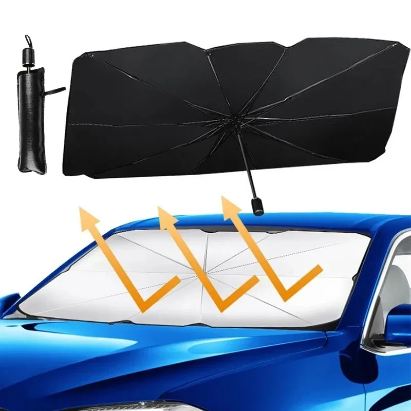 Car Sun Shade Car Sunshade Umbrella Sun Shade Protector Front Parasol Summer Sun Interior Windshield Protection Accessories Auto Shading