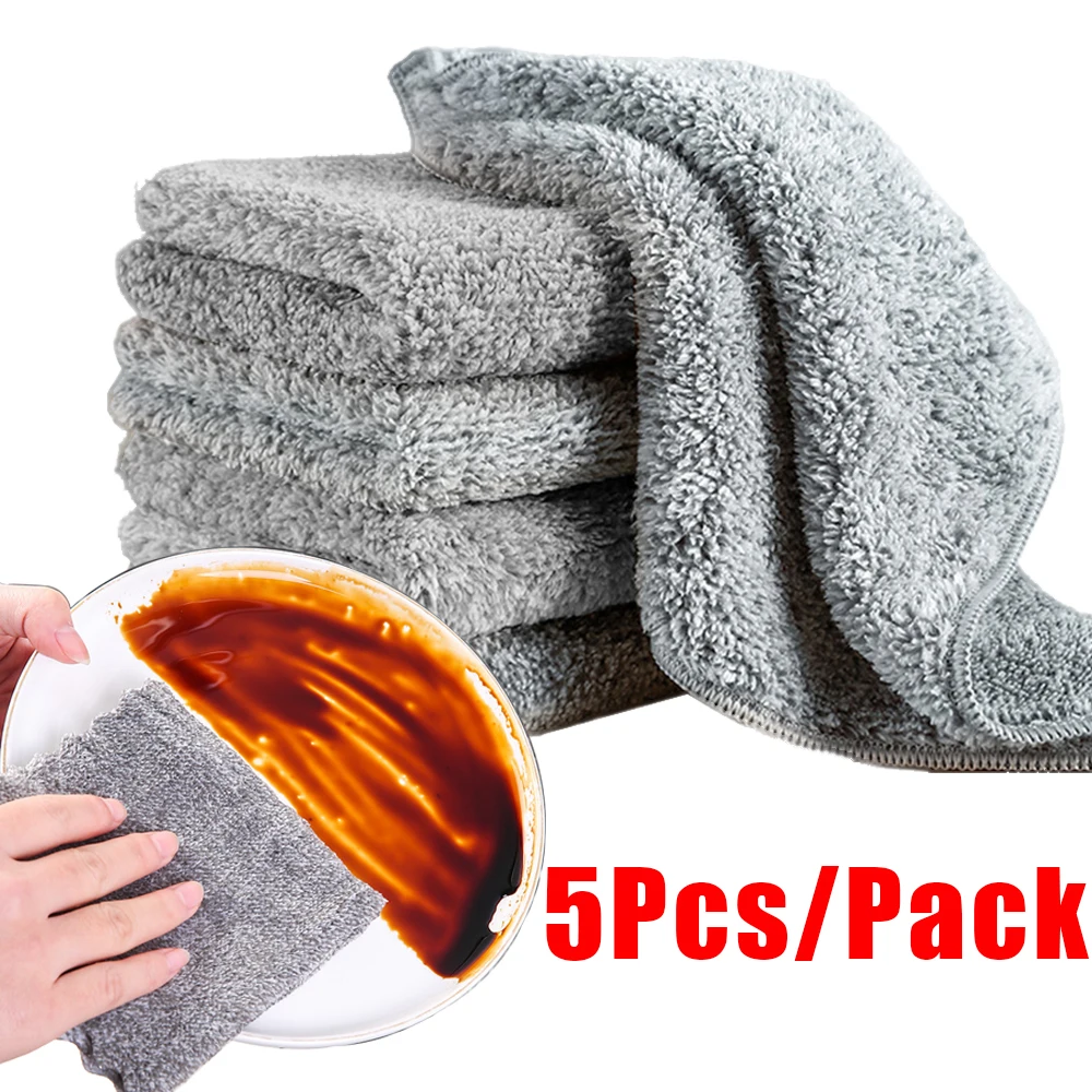 Kitchen Microfiber Cleaning Cloth  Microfiber Towel Kitchen Cleaning -  2/4/5pcs - Aliexpress
