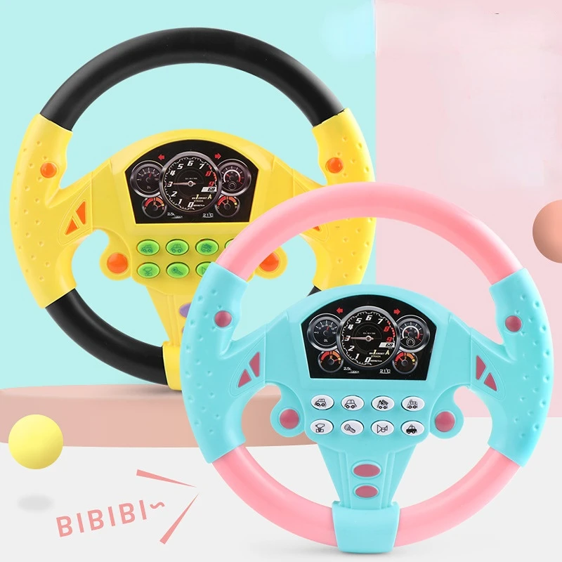 Simulate Driving Car Copilot Steering Wheel Eletric Baby Toys with