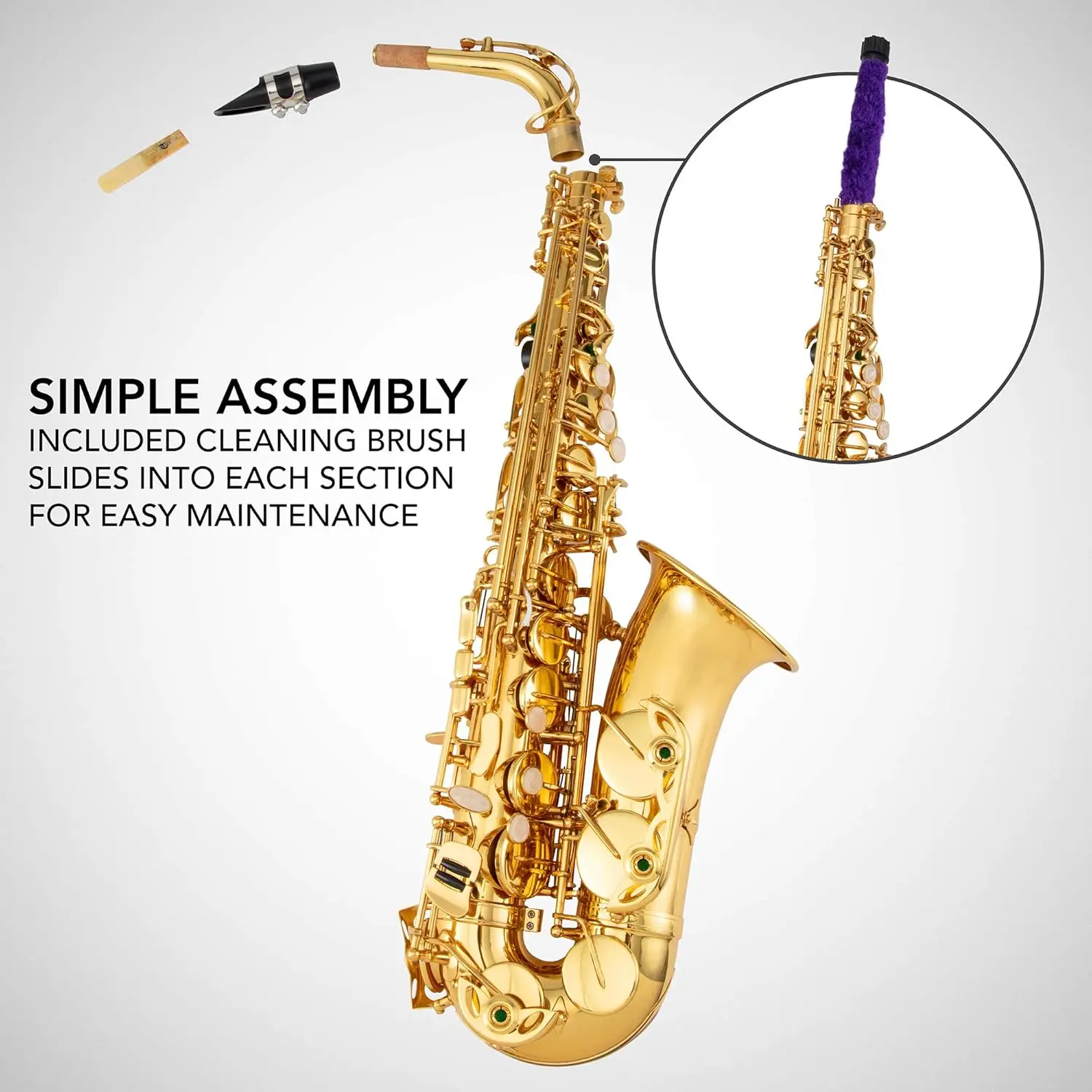 Saxophone E Flat Brass Sax Kit, Professional Sound, Complete Accessories, Ideal for All Players, Includes Hard Case, 10 Ext