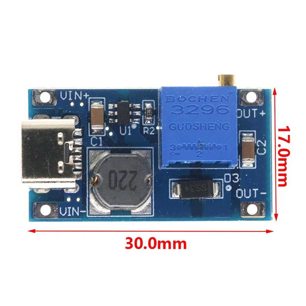 MT3608 부스트 모듈, 조정 가능한 DC-DC 스텝 업 2A 컨버터, 마이크로 USB 입력, 2V-24 V에서 5V, 9V, 12V, 28V