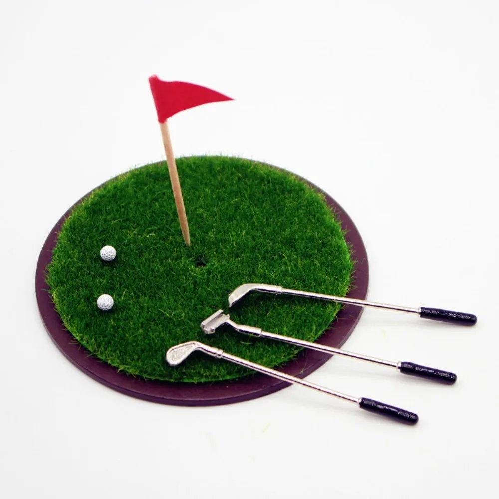 7pcs Miniature Simulated Golf Club Set Decorative House Props Life Scene Toy Scene Model Doll Accessories Dollhouse