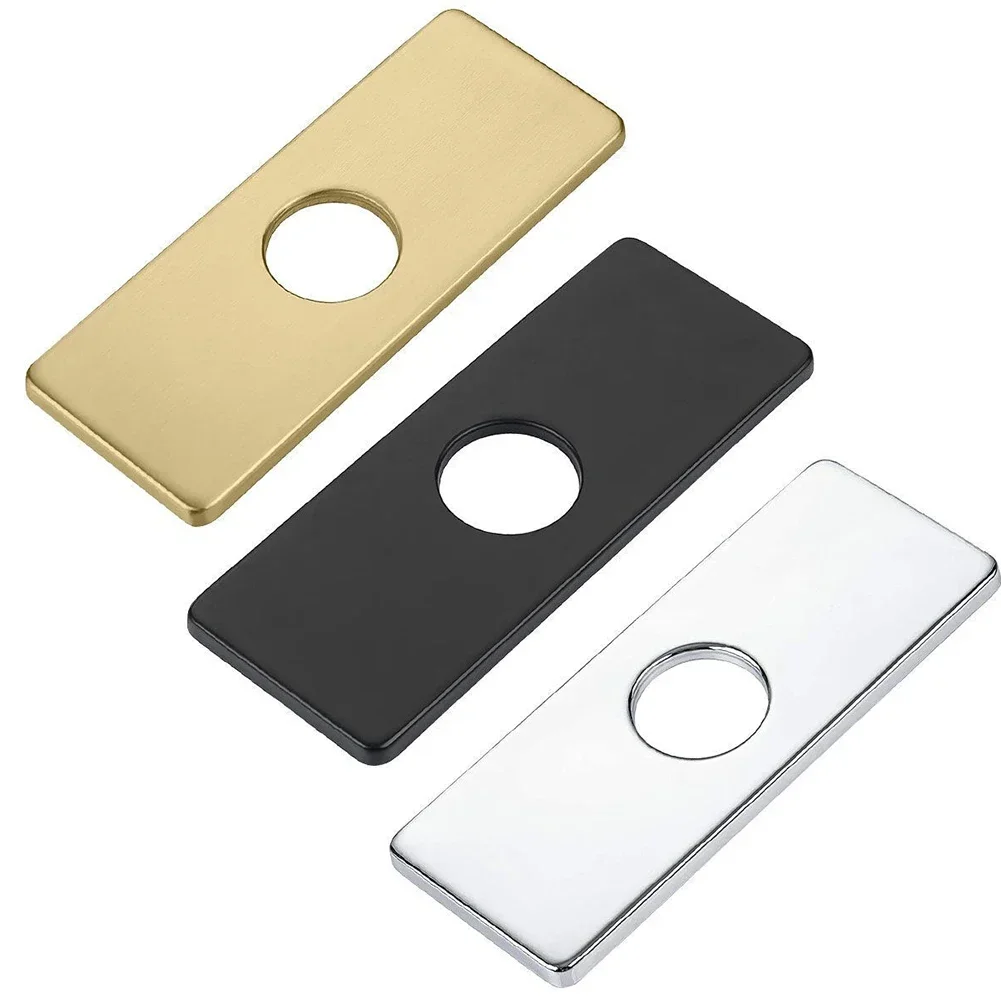 Faucet Plate Hole Tap Cover Deck Plate Black , Gold , Silver 304 Stainless Steel Bathroom Kitchen Sink Faucet Cover