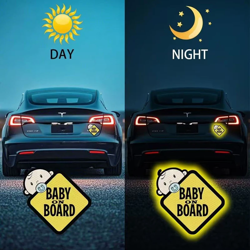 Adesivi per auto per bambini con forte riflessività, resistenti all'acqua e al sole, adatti per la sicurezza, con logo auto, adatti per la parte posteriore riflettente - immagine 2
