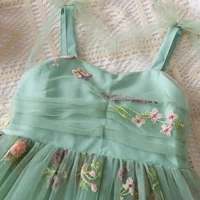 Summer New Baby Girl Dress Sweet Suspender Tulle Causal Princess Dress Flower Embroidery Bow Birthday Party Dress 1-5 Years 5