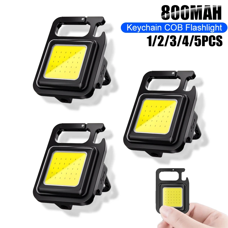 

Портативный светодиодный мини-фонарик с брелоком, рабочий светильник с USB-зарядкой, 800 мАч, COB, фонарик для кемпинга, уличный аварийный маленький штопор