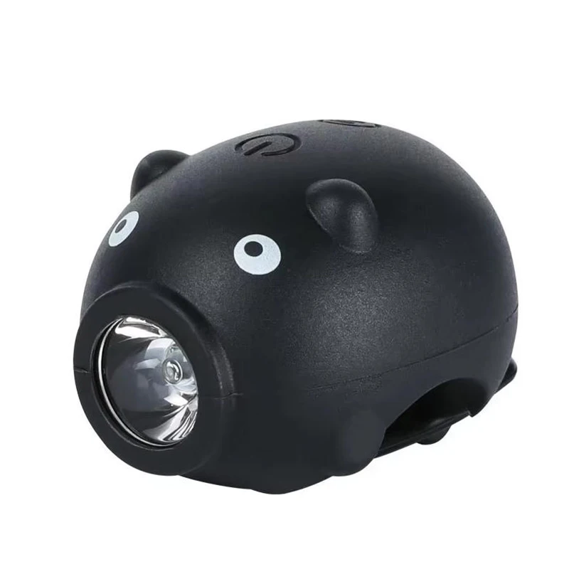 Cartoon Piggy Rechargeable MTB Bike Headlight with Horn - 3-Mode Handlebar Front Light