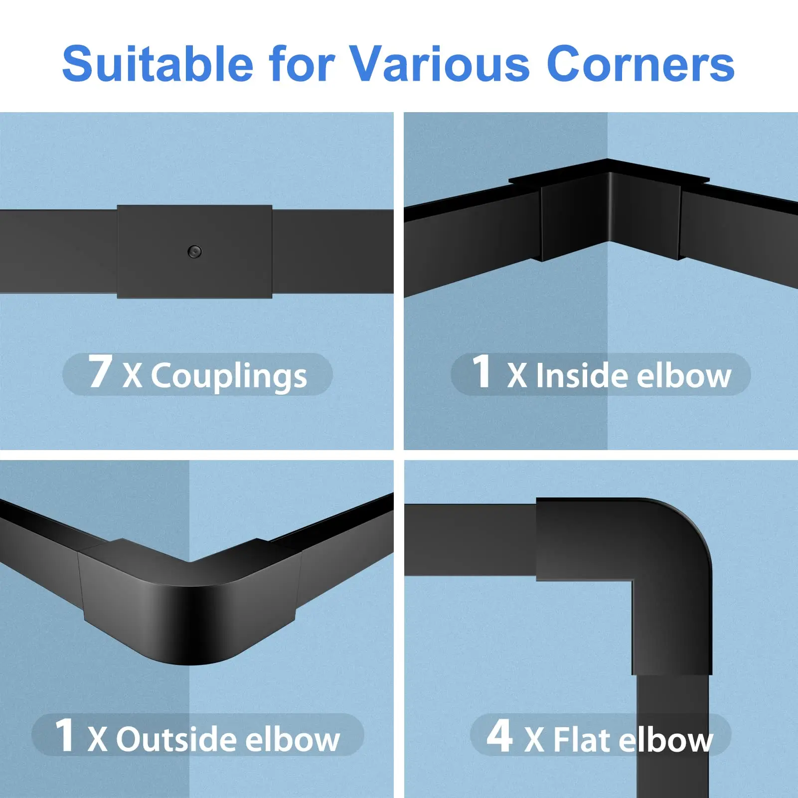 Black Cord Hider-One-Cord Channel Cord Cover on Wall-Cable Management Kit Wire Covers for Cords -Cable Raceway