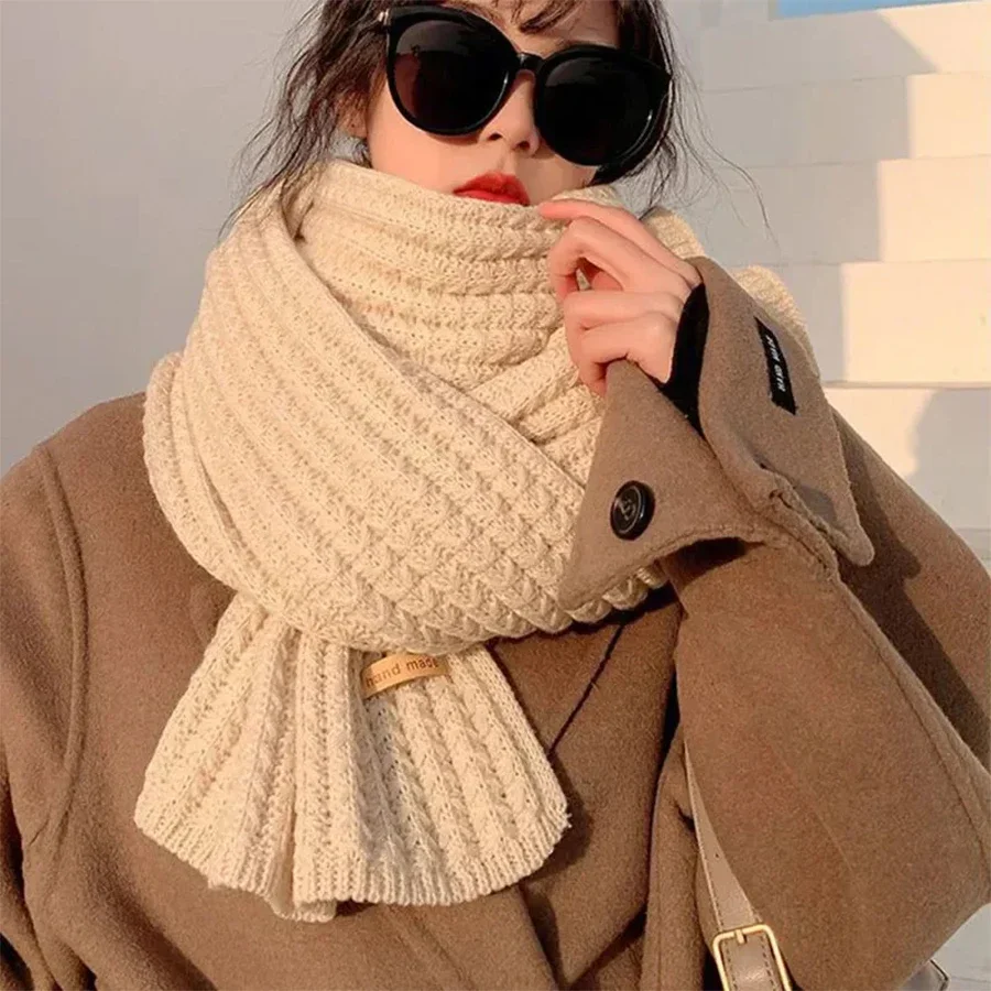 Winterschal für Damen und Herren, dicker Zopfmuster, klobiger langer warmer Schal für Reisen, Büro, warme Kaschmirschals, Halstuch – Detail 9