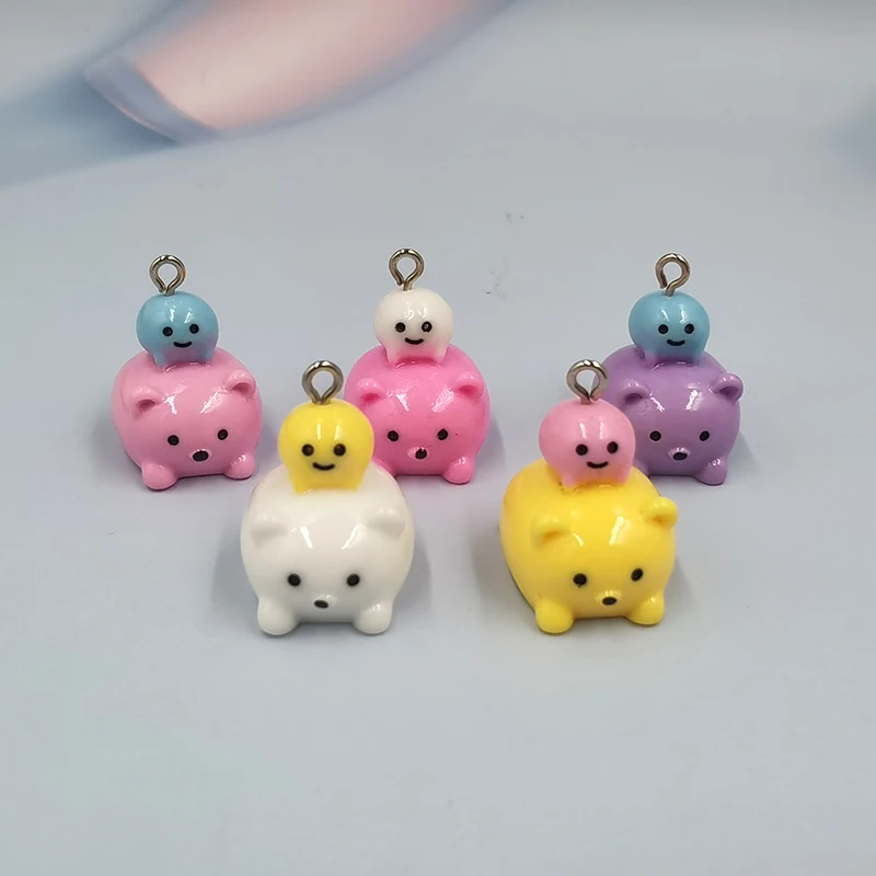 

10Pcs Cute Bears Resin Charms Animals Pendants for Necklace Earrings Making Jewelry Flat Back Cabochon Diy Phone Case C899
