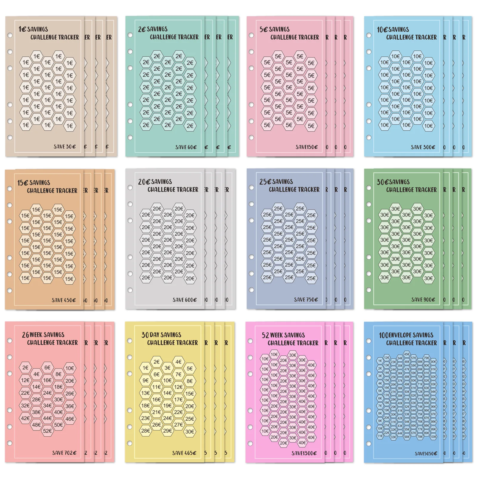 Buste A6 da 48 fogli Eave Money, sfida di 52 settimane di risparmio,  risparmio di 30 giorni, buste per contanti Euros USD, pianificatore di  budget facile da risparmiare - AliExpress, image size:1600x1600