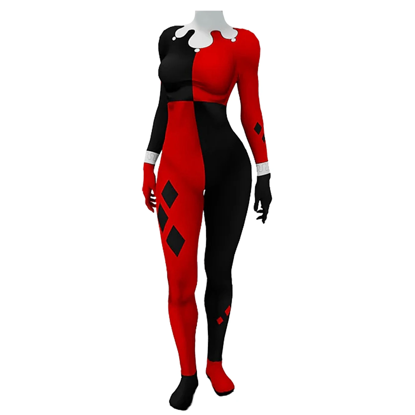 DC-Inspired Harley Quinn Spandex Bodysuit Cosplay Costume for Women