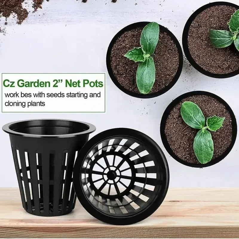 10/50 Pcs 2 Inch Garden Slotted Mesh Net Cups Round Net Cups Pots Hydroponics Slotted Mesh Garden Grown Netted Baskets