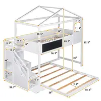 Creative Kids Mini Loft Bed with Storage Stairs & Play Area House Bunk Beds 2