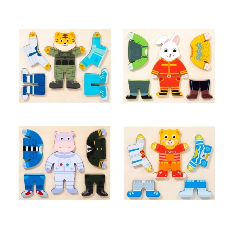 

Montessori Toy Bear Dress-Up Game Toy for Kids Girls Improve Imagination Dressing for Bear Hippo Children Table Game H37A