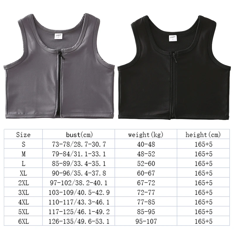 Women Chest Breast Binder Short Vest Tops Tomboy Chest Binder Corset Underwear Tank Tops Zipper Flat Breast Slim Shaper