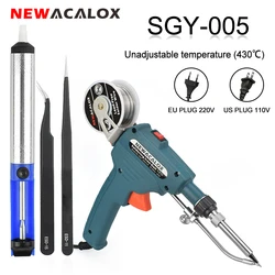 NEWACALOX EU/US 60W Soldering Iron Automatic Welding Send Tin Gun Desoldering Pump for Circuit Board Repair DIY Soldering Tool