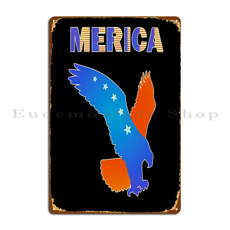 

Merica Eagle America 4th Metal Sign Cinema Classic Mural Designs Printing Tin Sign Poster