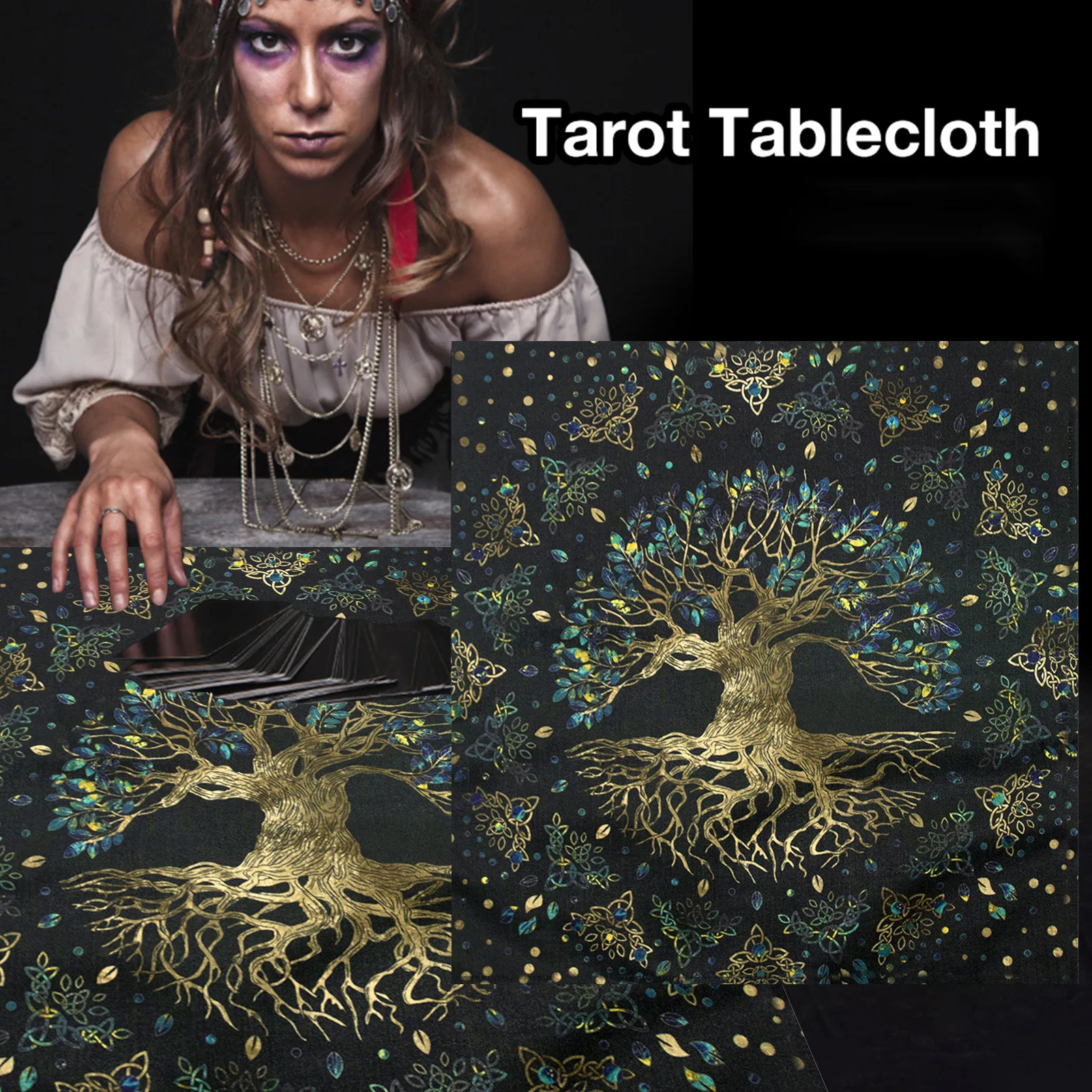 

Tree of Life Tarot Tablecloth Altar Cloth Pagan Spiritual Pendulum Witchcraft Astrology Oracle Cards Pads for Room Home Decor