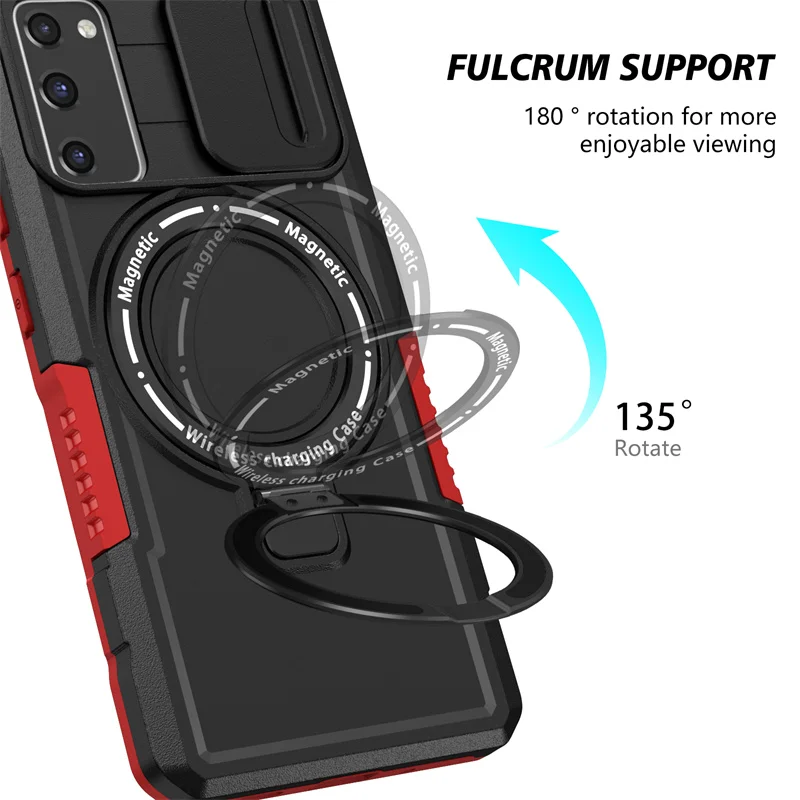 Shockproof Armor Case with Magsafe Wireless Charging and Magnetic Ring Holder