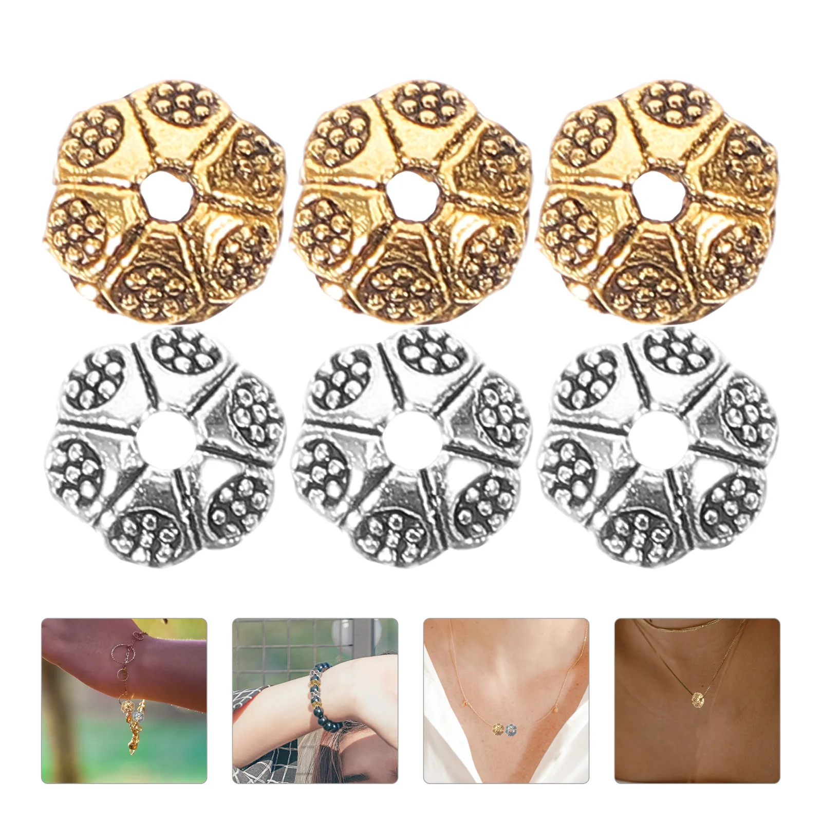 

200 Pcs Beads Jewelry Accessories Metal Caps End Bracelet Making Kit Spacer For
