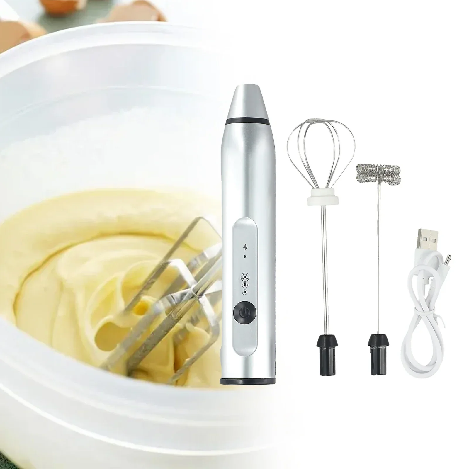 Rechargeable Handheld Milk Frother with Whisk Atta...