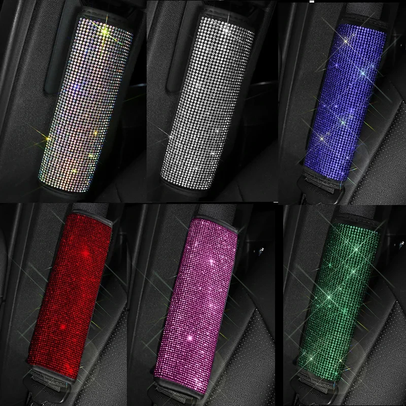 2-Pack Crystal Diamond Car Seat Belt Shoulder Pads - Rhinestone Bling Cover, Universal Fit - View #5