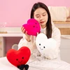Heart Pillow Smiling Face with Legs Red Pink White Colors Say Love Small Cushion Home Decor Present 2