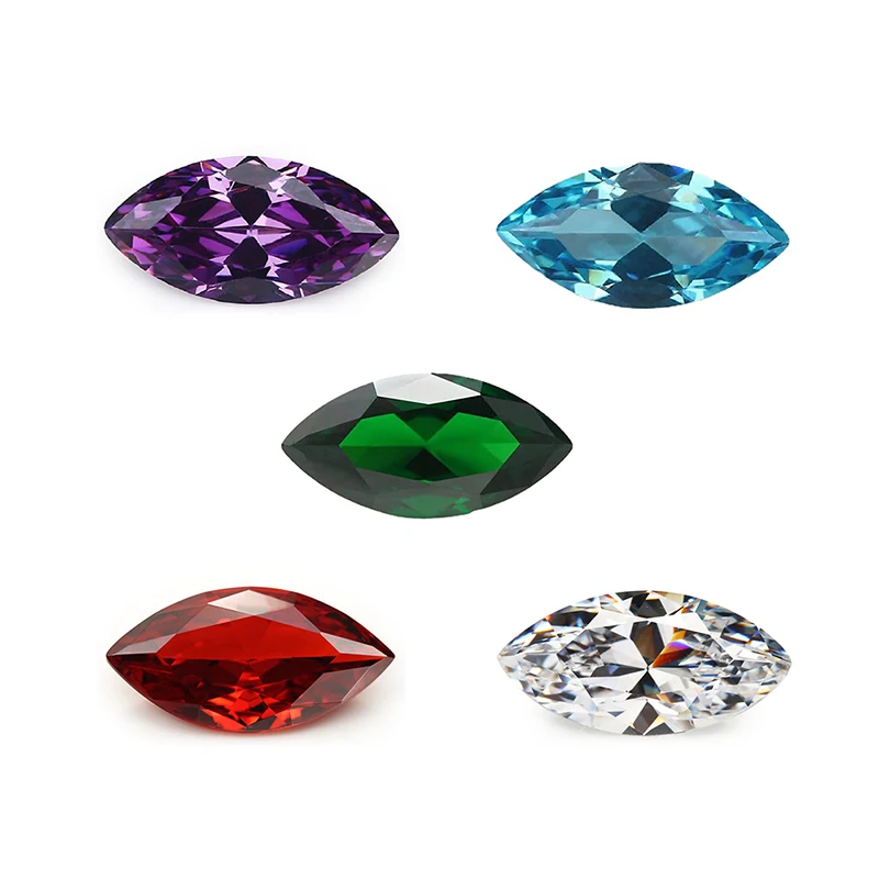 

Marquise Cut Cubic Zirconia Stone White SeaBlue Garnet Amethyst Green Mix 5 Color 5A Loose CZ Synthetic Gems for Jewelry