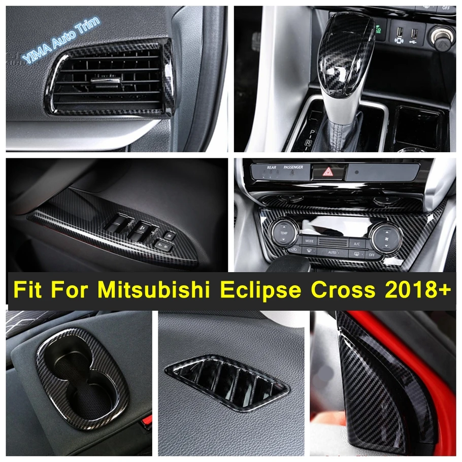 

Carbon Fiber Style Cup Holder / Lift Button / Headlight Switch Cover Trim For Mitsubishi Eclipse Cross 2018 - 2022 Accessories