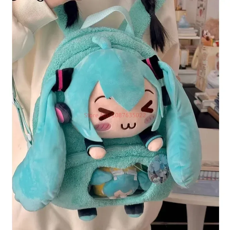 하츠네 미쿠 소녀 그림 자수 패션 대용량 스토리지 소프트 플러시 배낭, 귀엽고 창의적인 애니메이션, 신상