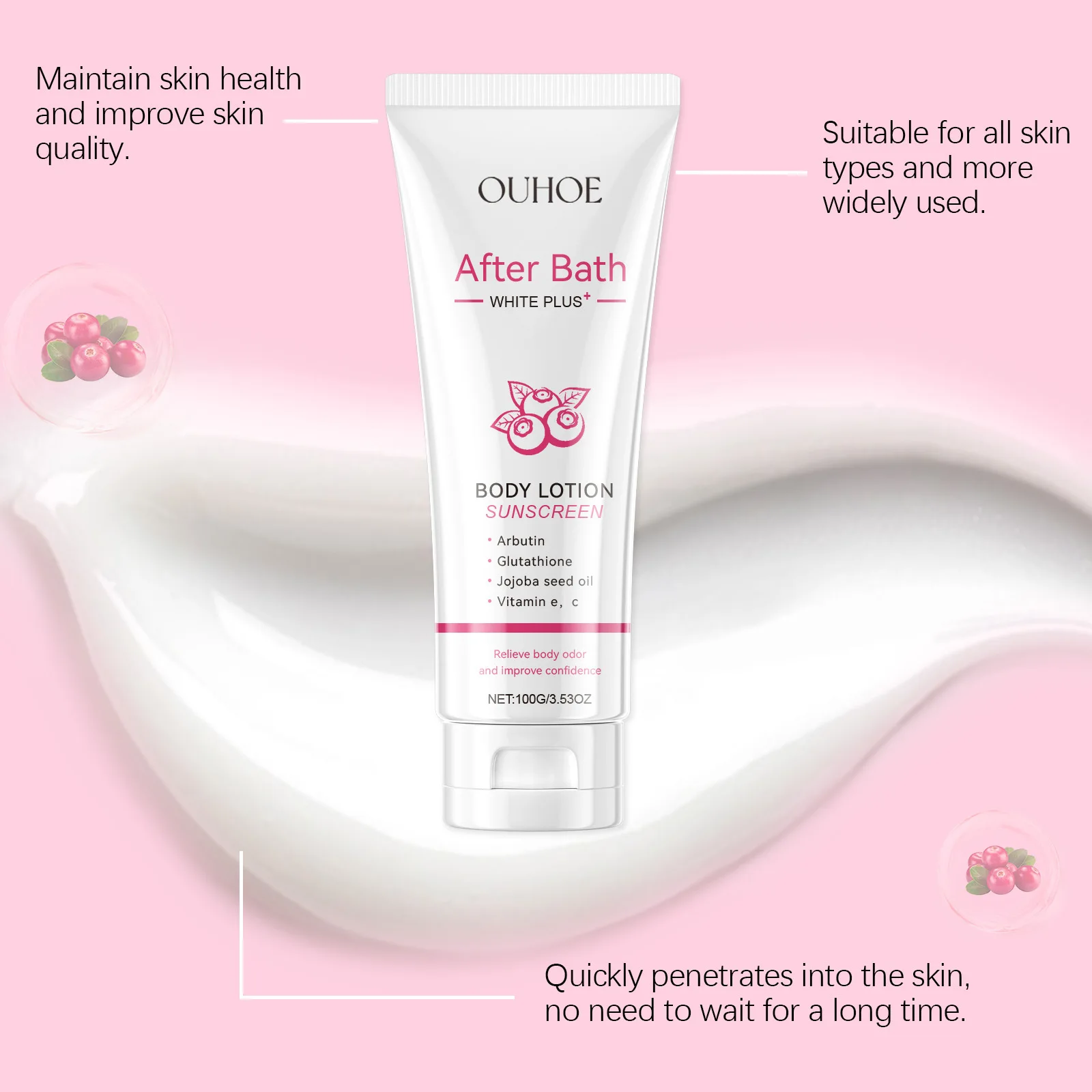 Body Lotion Odor Removal Long Lasting Fragrance Aroma Underarm Deodorant Brighten Smooth Moisturizer Refreshing After Bath Cream 3
