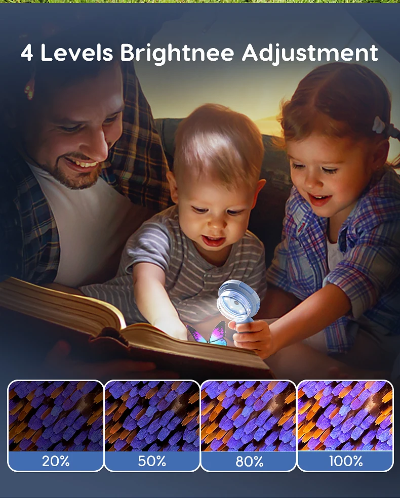 Digital Microscope with 2inch IPS Screen 100X Pocket Magnifying Glass with Light