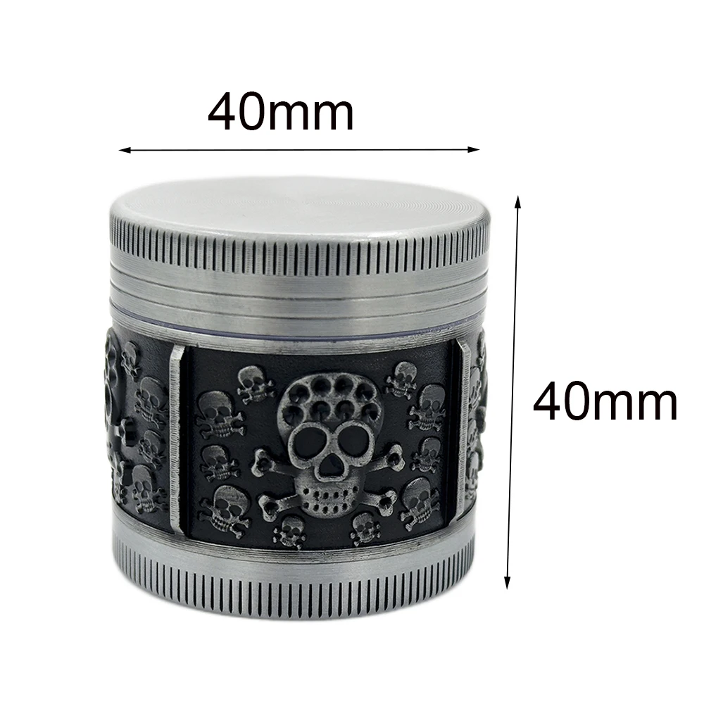Skuller Tobacco Grinder 4 Layers 40mm Manual Metal Spice Herb Crusher Cutter Manual 6