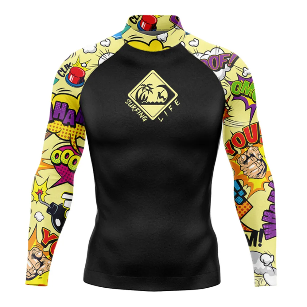 Men's Surfing Long Sleeve Shirts Swimming Clothing Beach Uv Protection Apparel Rash Guard Beach Wear Diving Shirt GYM Clothes 3