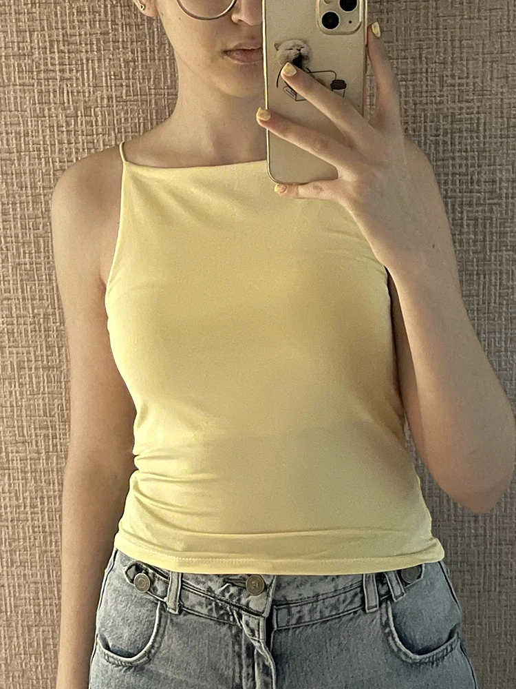 Women's Solid Color Halter Tank Top - Sleeveless Summer Camisole