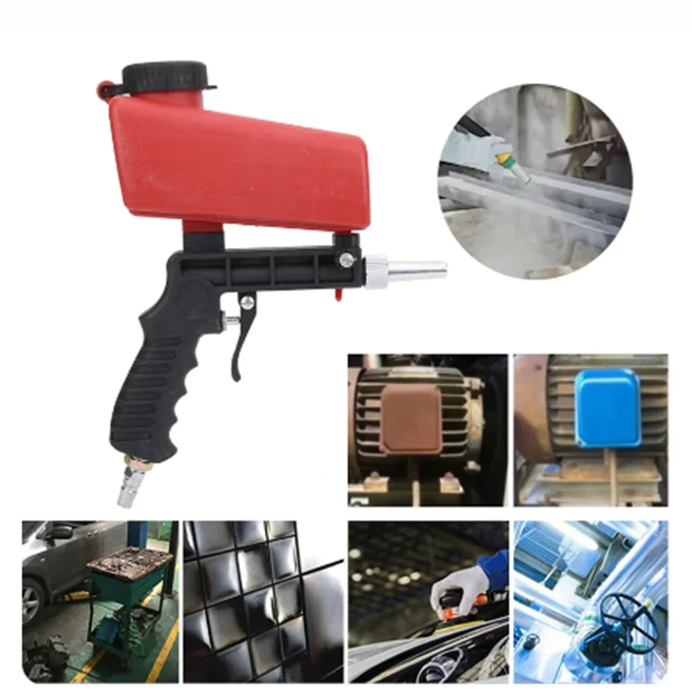 Adjustable Sandblasting Gun 90 Psi Portable Sand Blaster Paint Spray Machine Gravity Pneumatic Small Handheld Blasting Gun Set 5