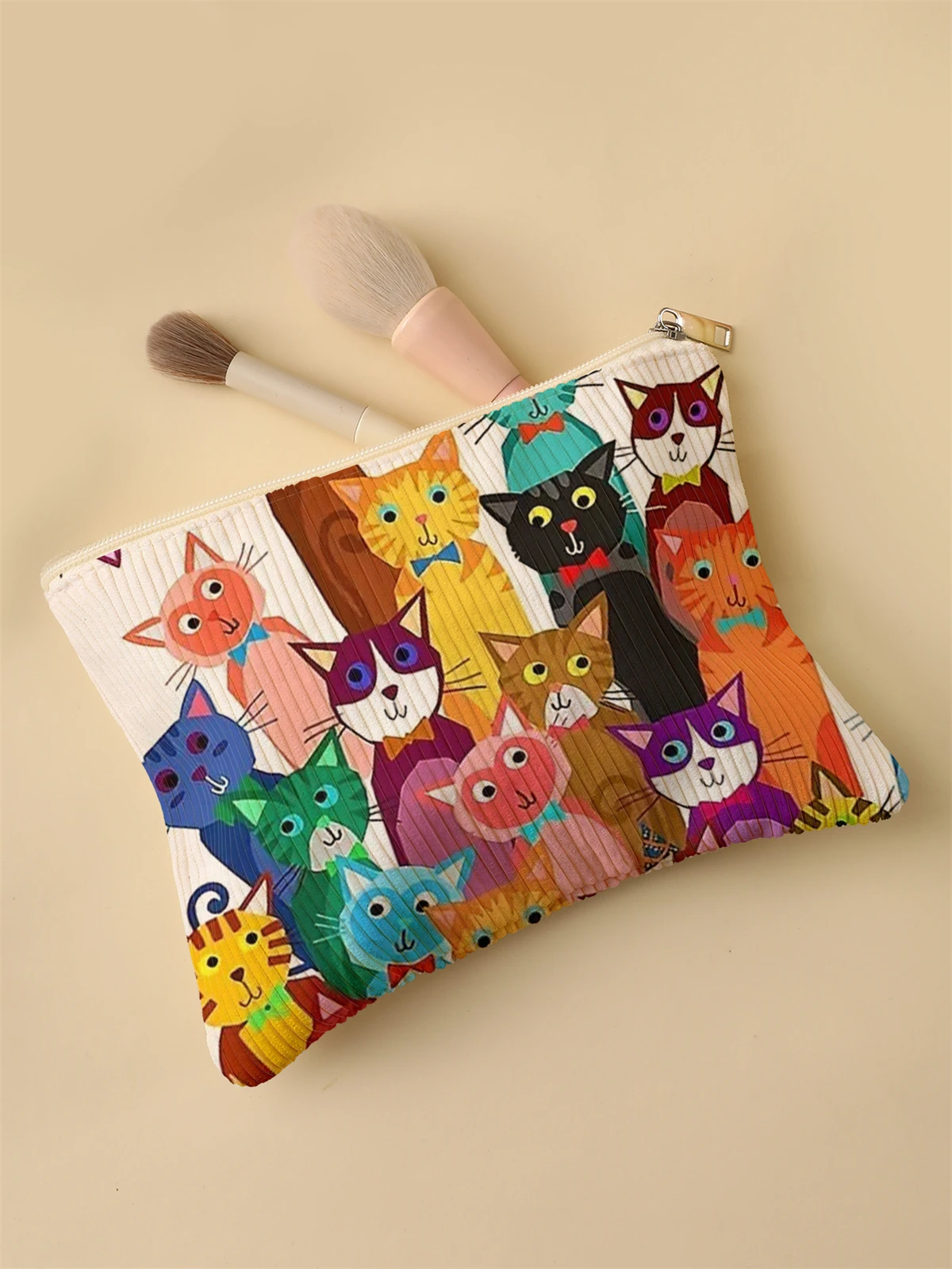 Corduroy Travel Cosmetic Bag Portable Makeup Storage Bag Purses Women Large Capacity Zipper Make Up Organizer Storage Clutch