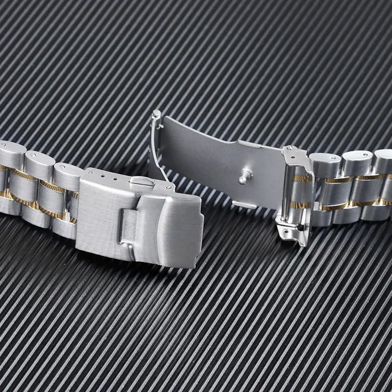 Stainless Steel Curved End Luxury Watch Bracelet with Folding Buckle